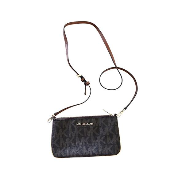 Michael Kors Women's Brown MK Monogram Slim Specchio Crossbody Bag